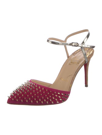 Christian Louboutin Suede Colorblock Pattern Slingback Pumps