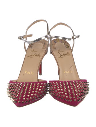 Christian Louboutin Suede Colorblock Pattern Slingback Pumps