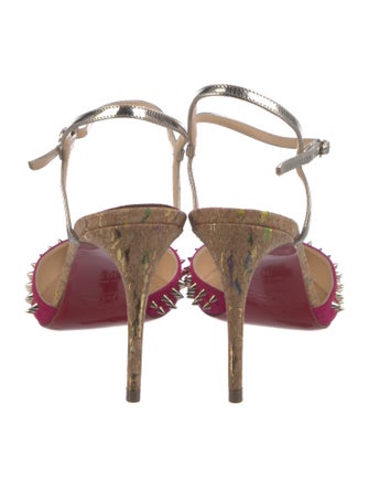 Christian Louboutin Suede Colorblock Pattern Slingback Pumps