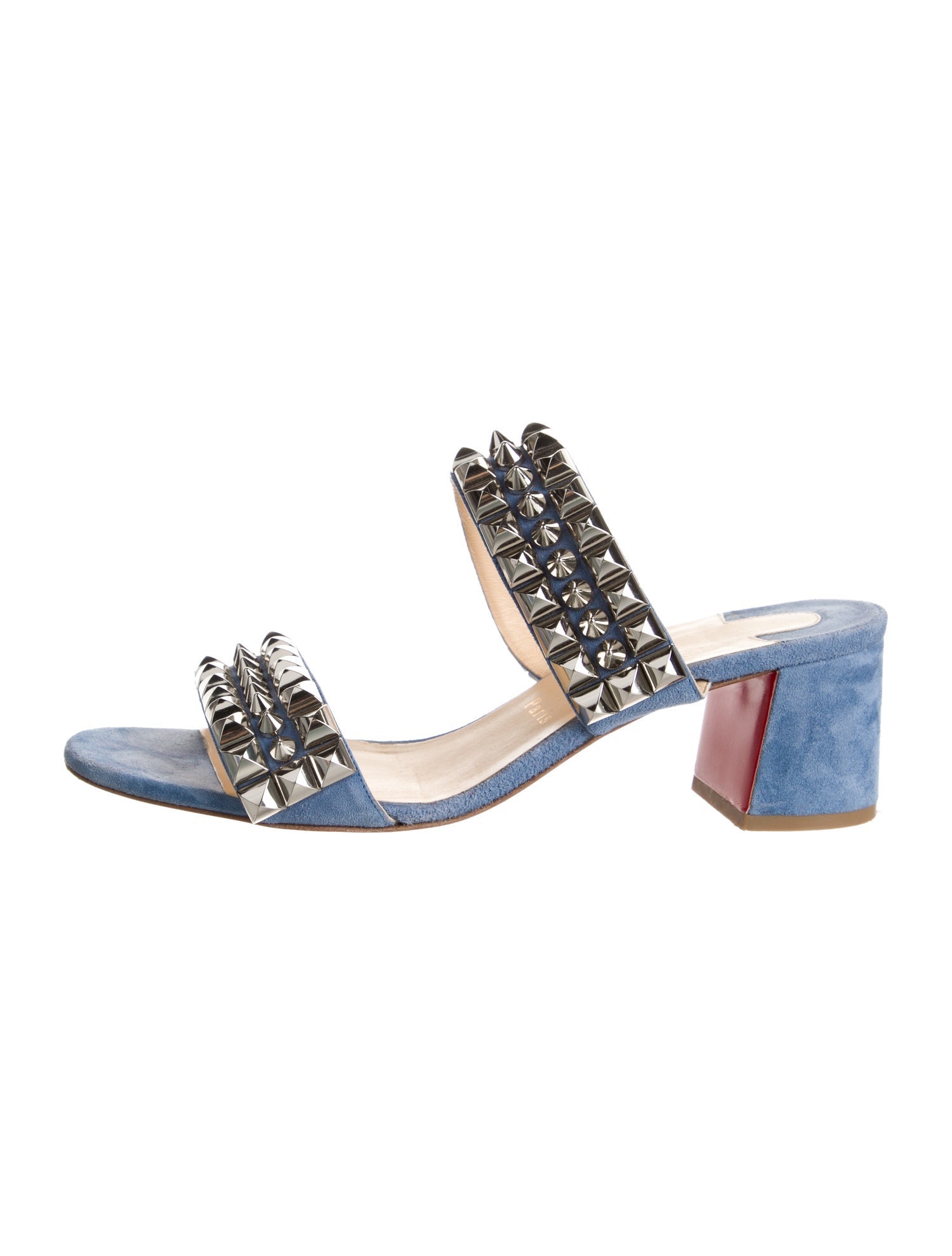 Christian Louboutin Spike Accents Suede Slides