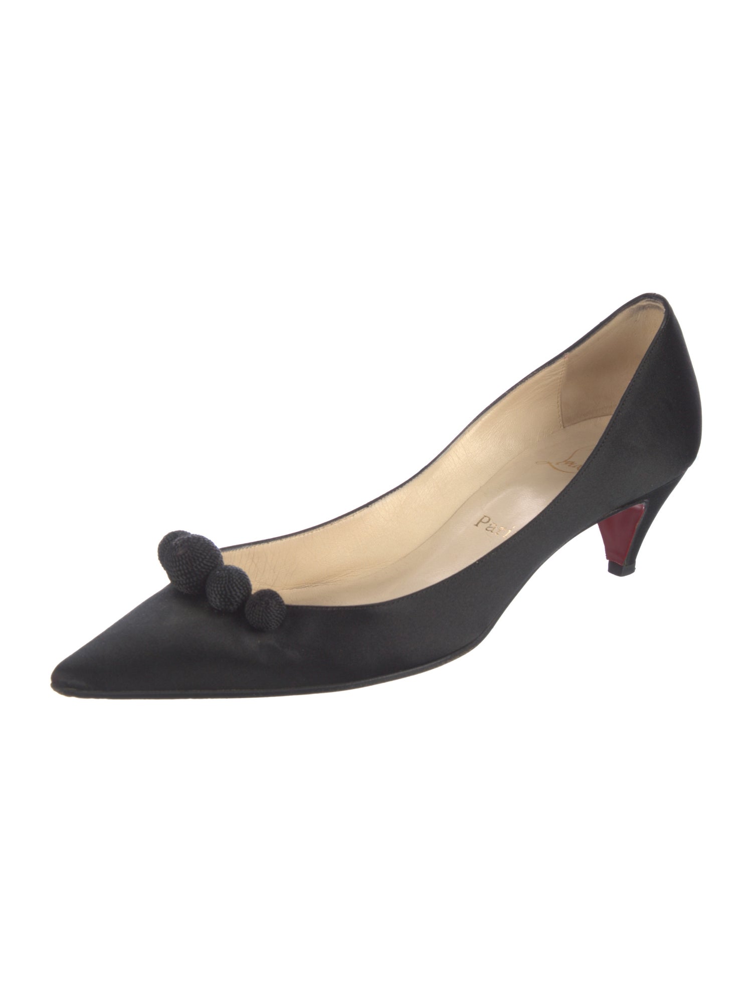 Christian Louboutin Satin Pom-Pom Embellishments Pumps