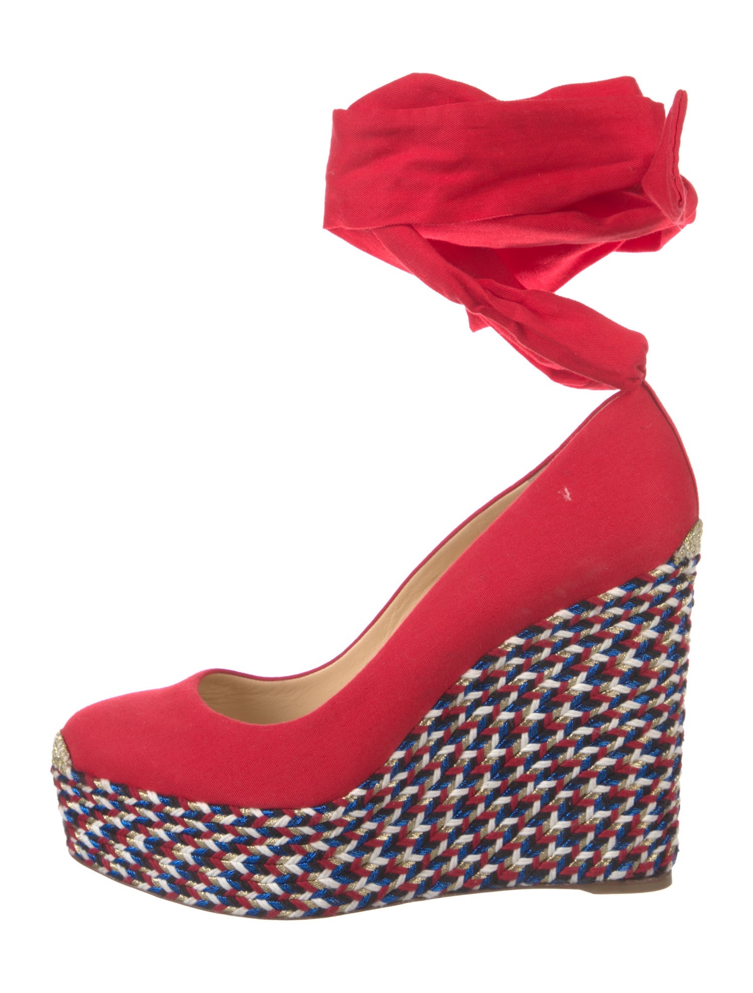 Christian Louboutin Canvas Glitter Accents Pumps