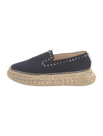 Christian Louboutin Flats Spike Accents Canvas Espadrilles IT 40 | 10