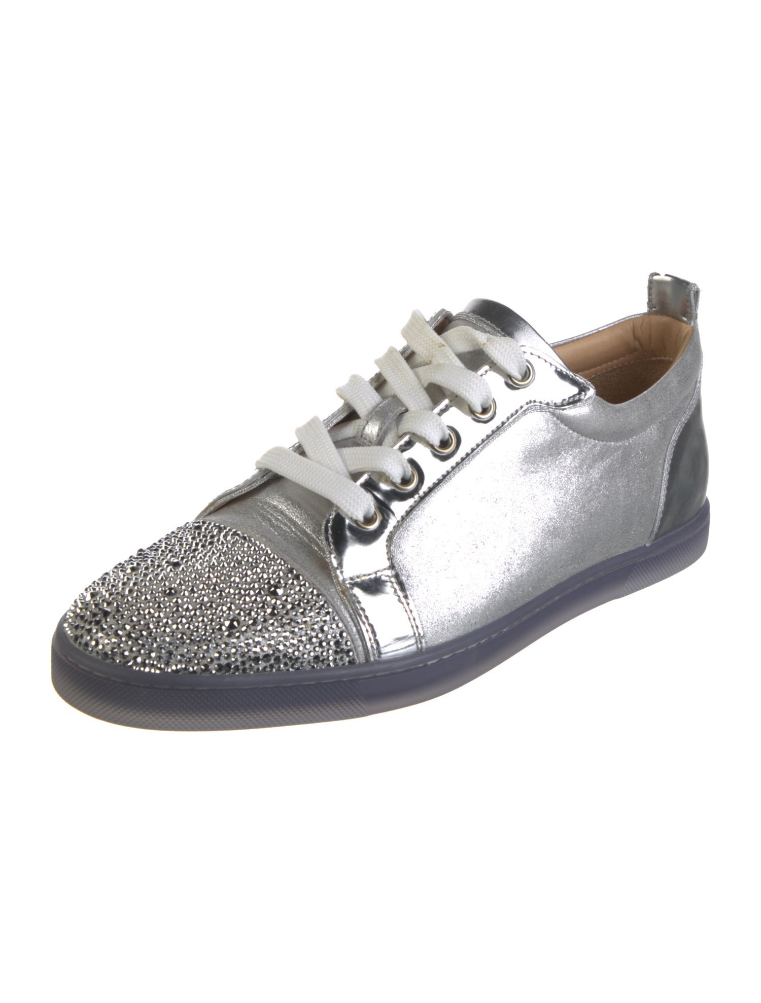 Christian Louboutin Leather Crystal Embellishments Sneakers