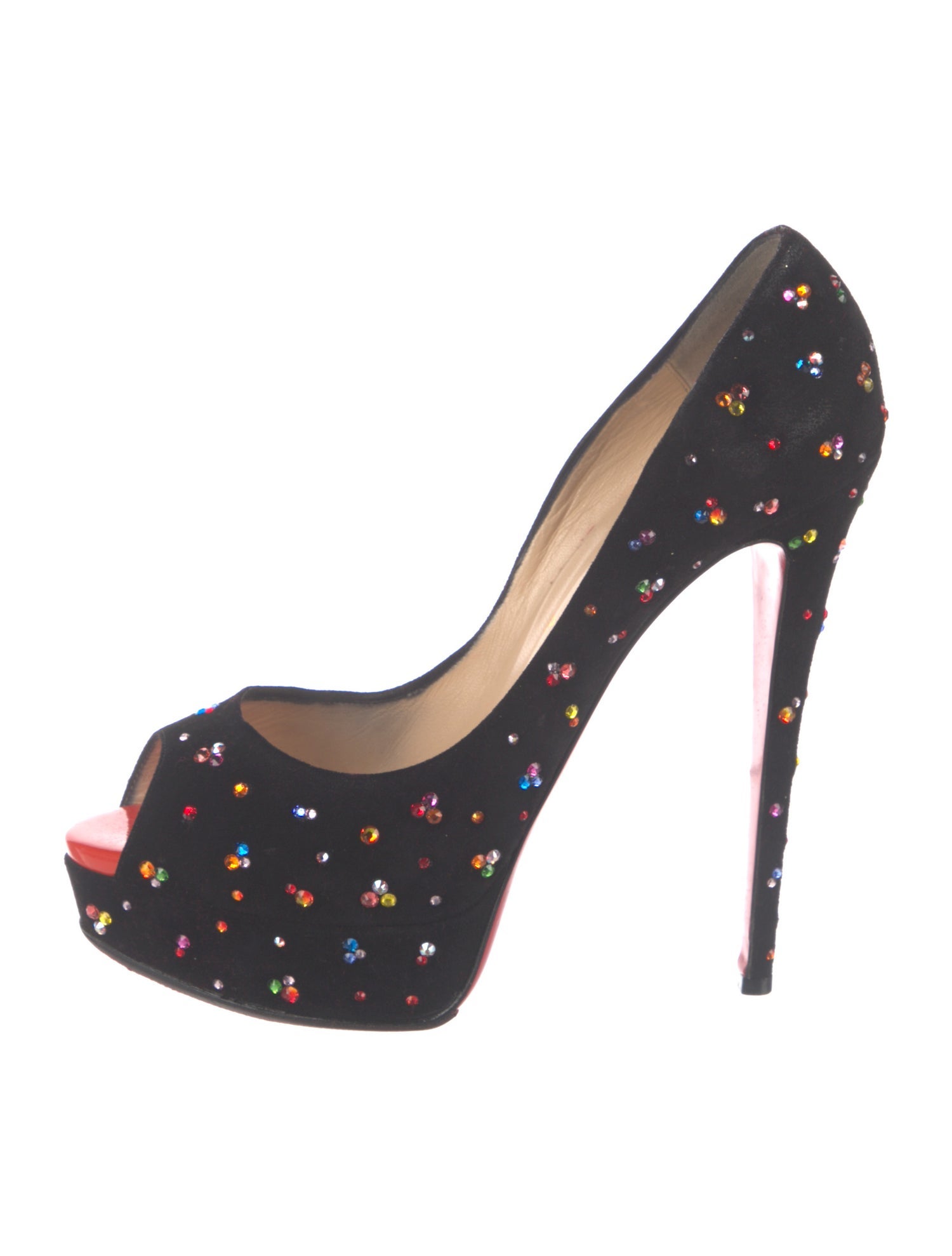 Christian Louboutin Suede Polka Dot Print Pumps