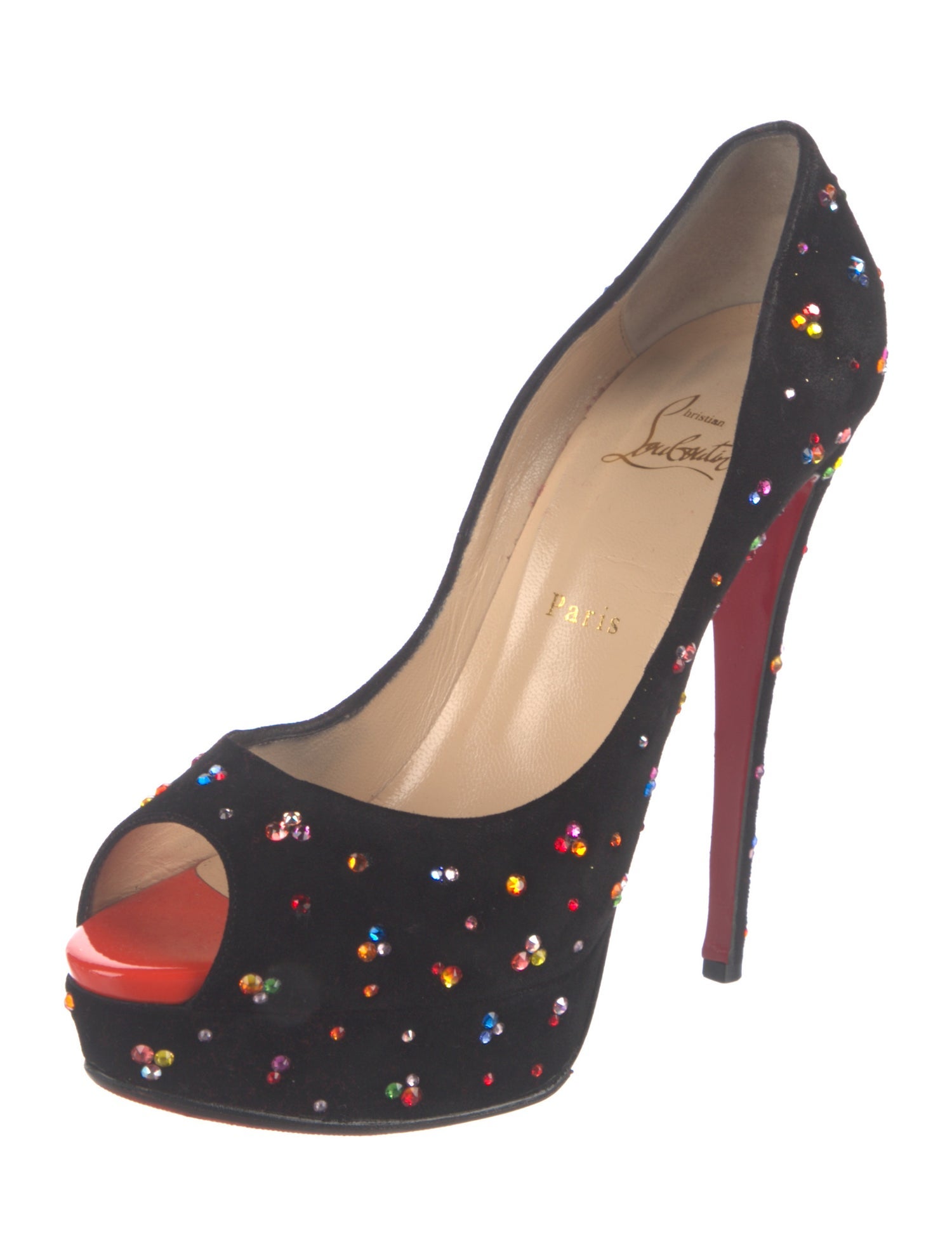 Christian Louboutin Suede Polka Dot Print Pumps