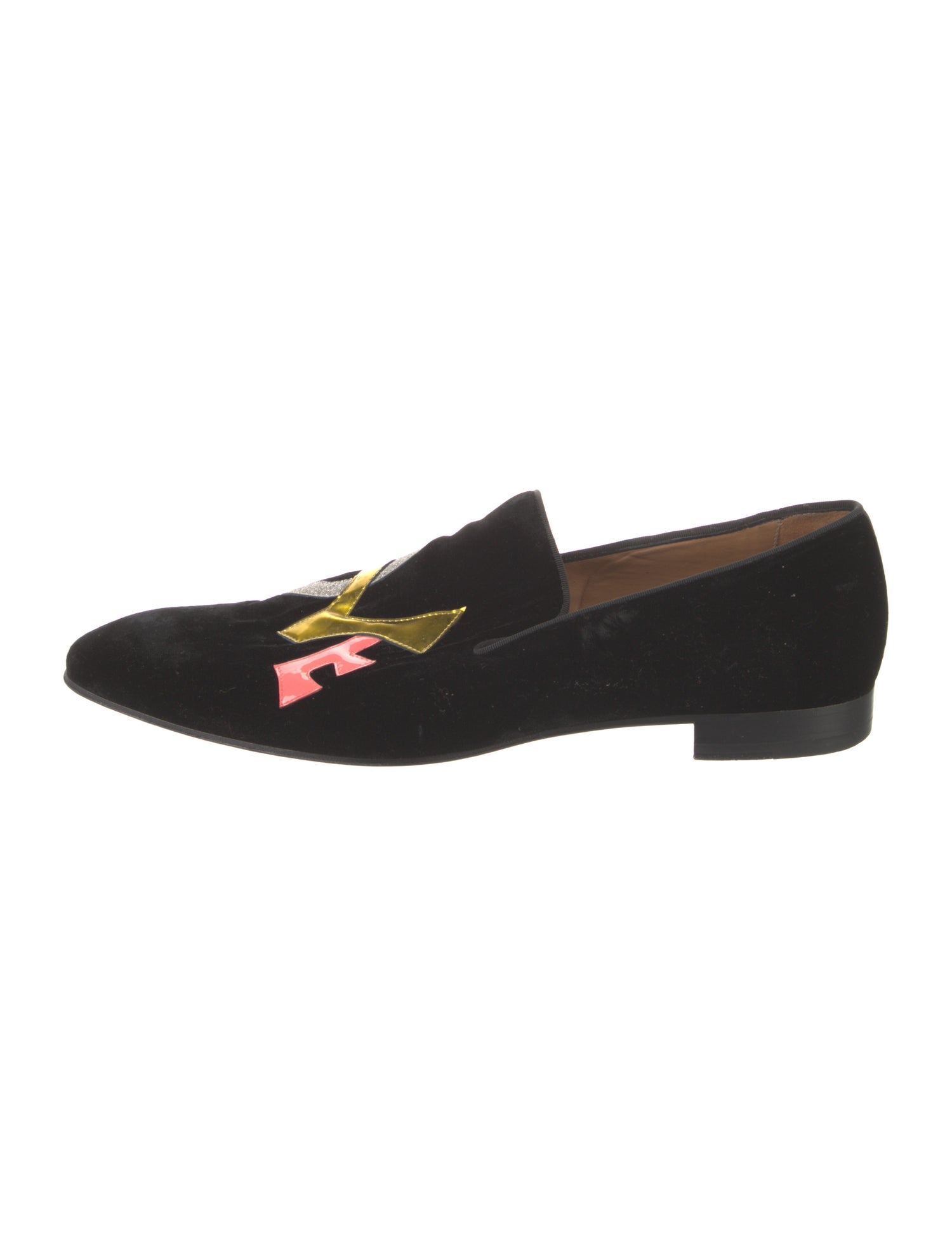 Christian Louboutin Velvet Glitter Accents Loafers