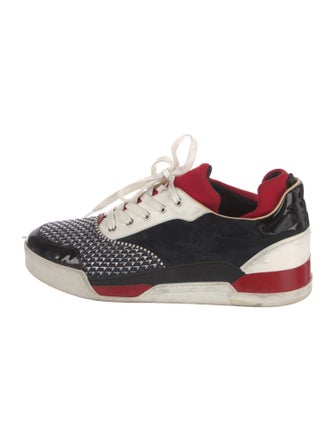 Christian Louboutin Suede Colorblock Pattern Sneakers