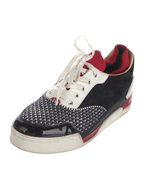 Christian Louboutin Suede Colorblock Pattern Sneakers