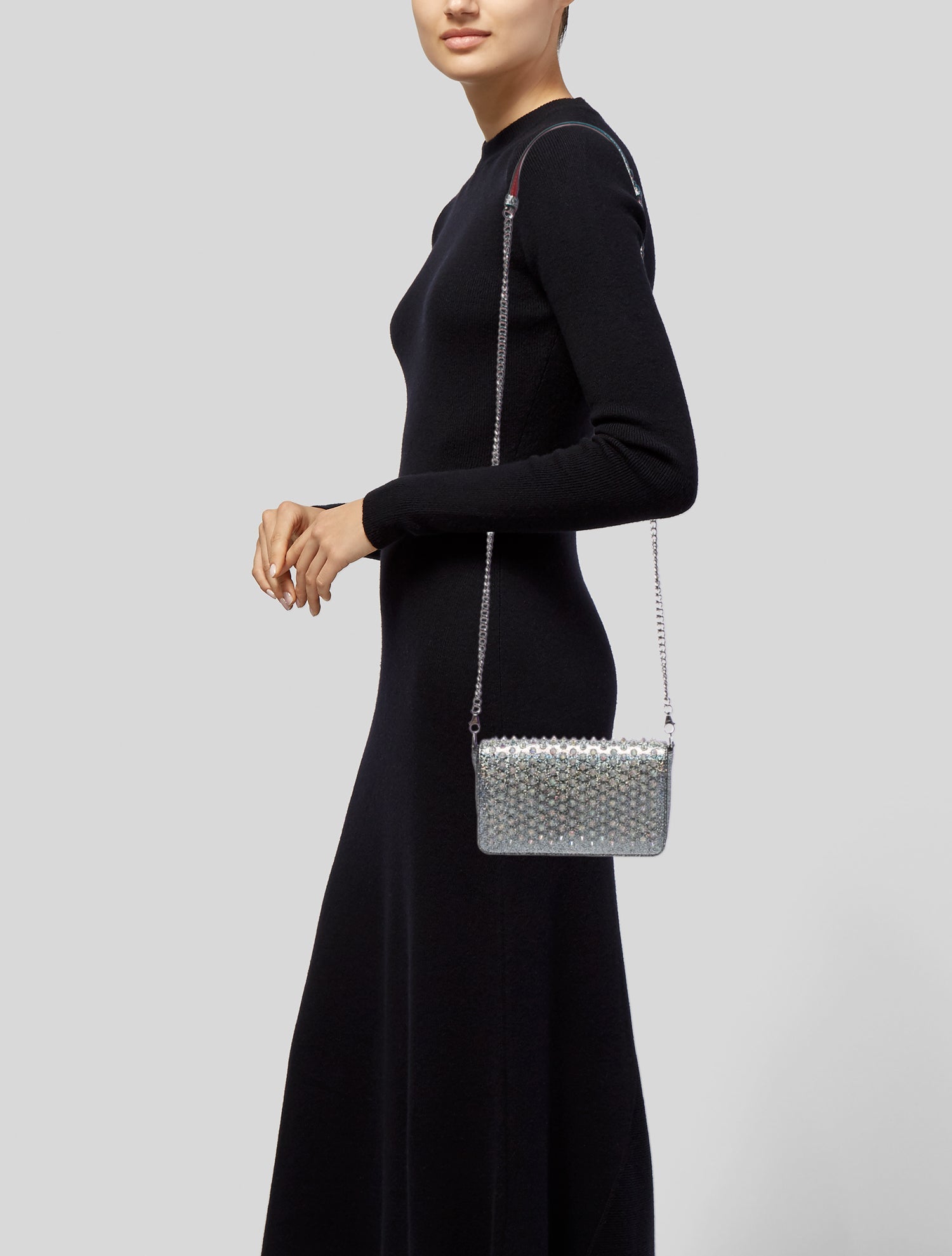 Christian Louboutin Glitter Zoompouch Spiked