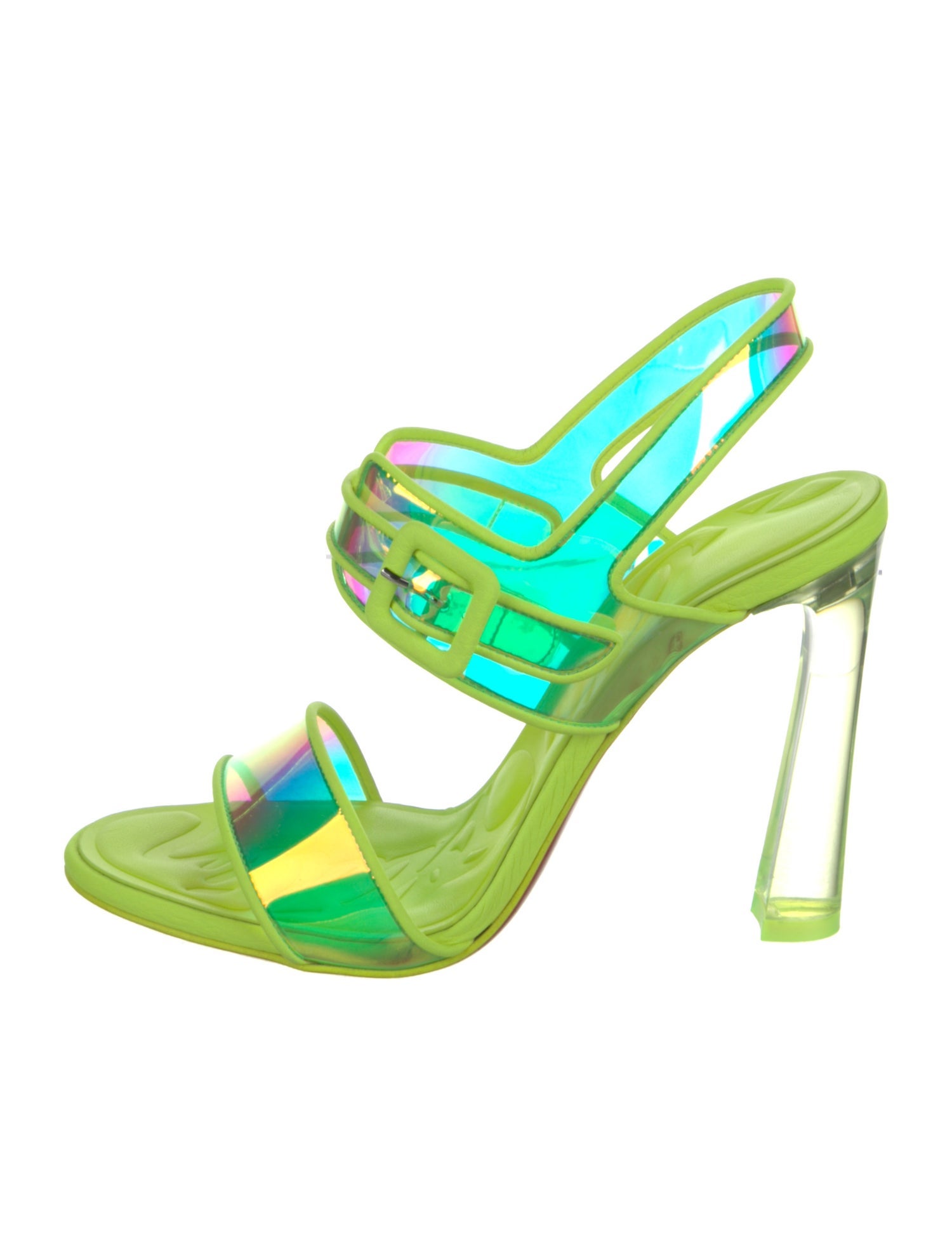 Christian Louboutin PVC Leather Trim Embellishment Slingback Sandals w/ Tags