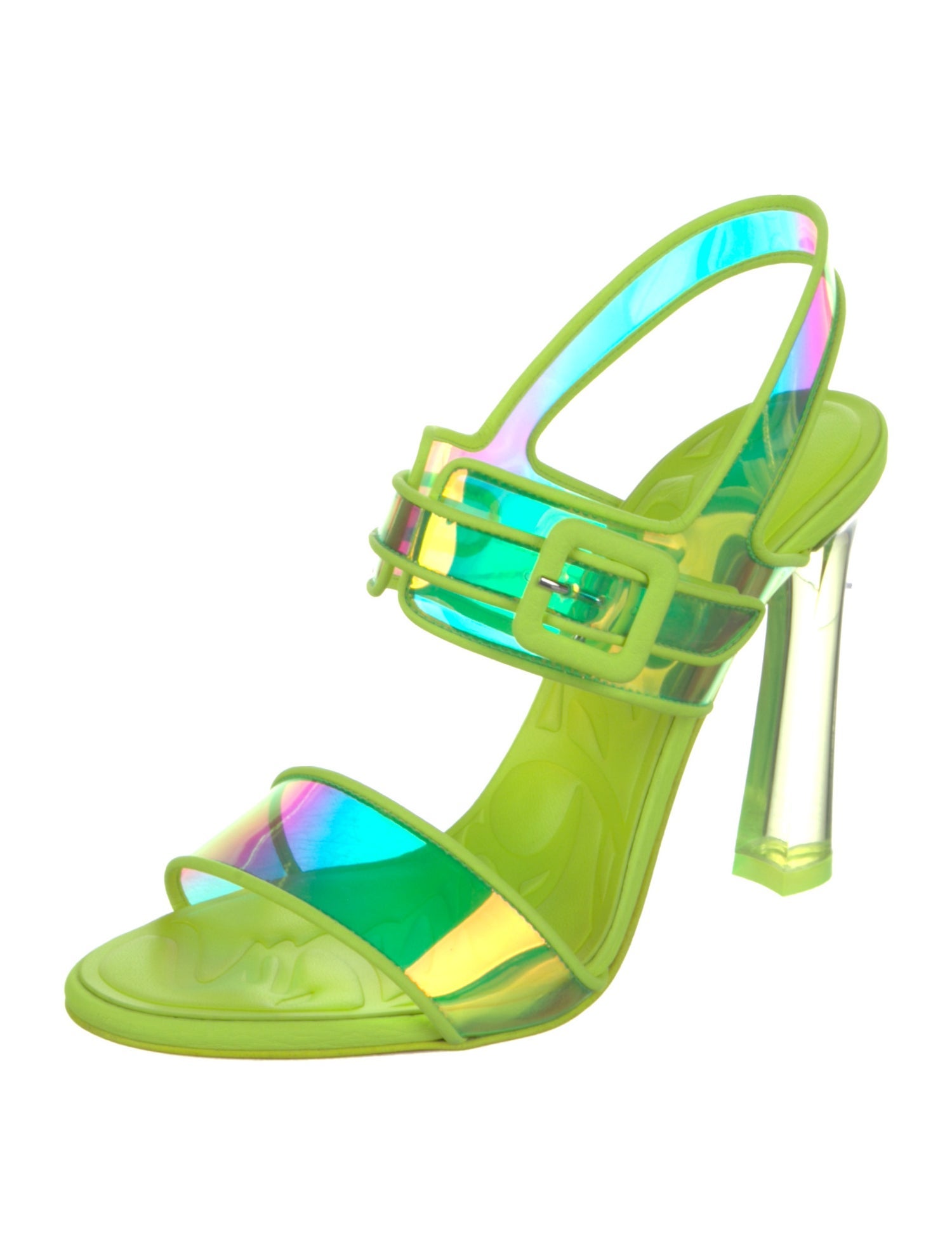 Christian Louboutin PVC Leather Trim Embellishment Slingback Sandals w/ Tags