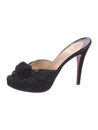 Christian Louboutin Satin Pleated Accents Slides