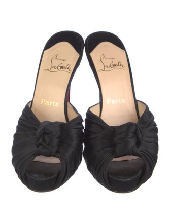 Christian Louboutin Satin Pleated Accents Slides