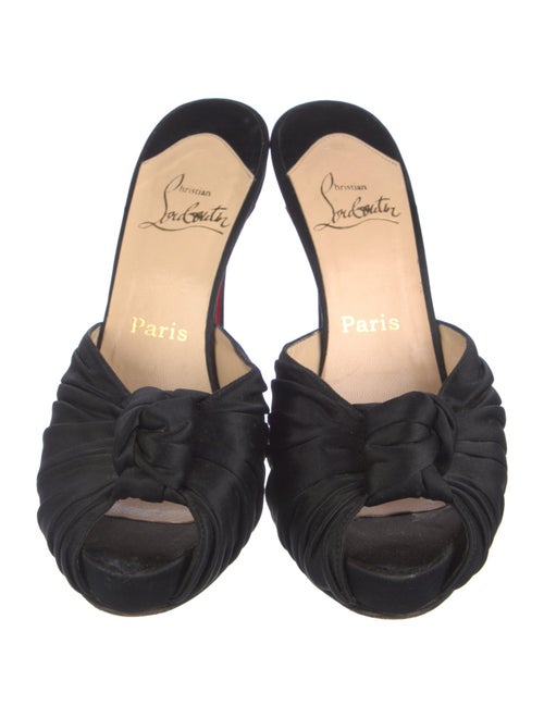 Christian Louboutin Satin Pleated Accents Slides