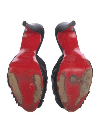 Christian Louboutin Satin Pleated Accents Slides