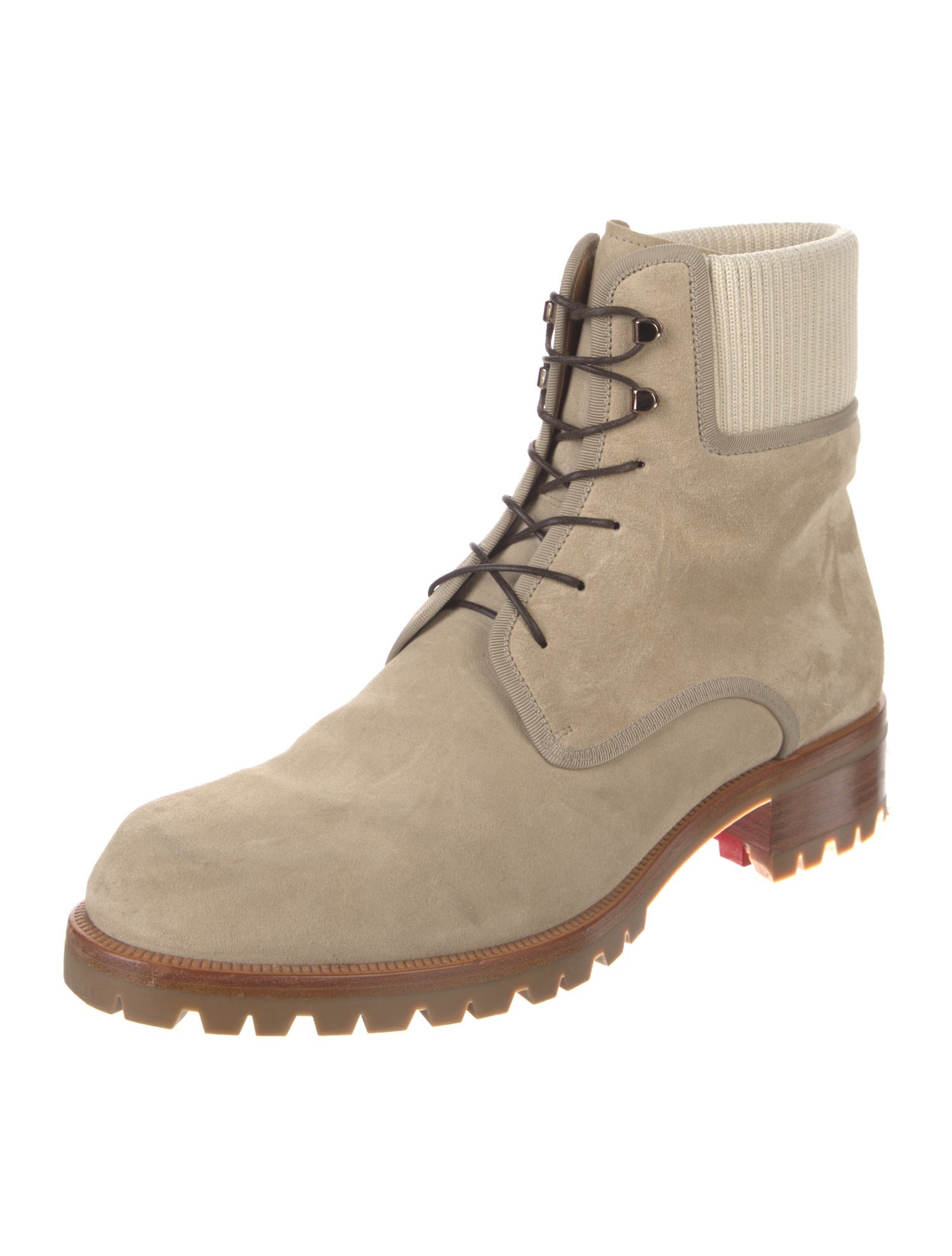 Christian Louboutin Suede Grosgrain Trim Sock Boots