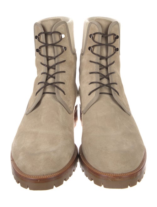 Christian Louboutin Suede Grosgrain Trim Sock Boots