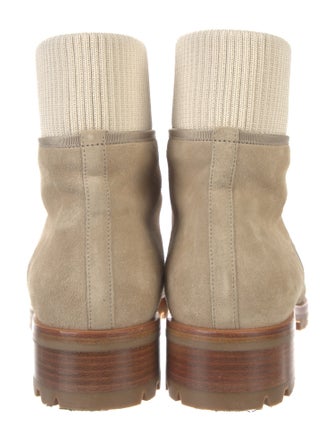 Christian Louboutin Suede Grosgrain Trim Sock Boots