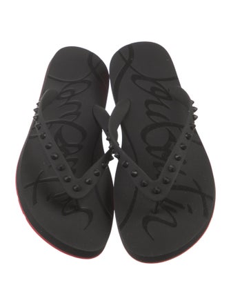 Christian Louboutin Spike Accents Rubber Flip Flops