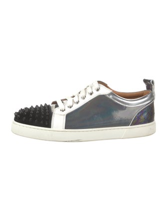 Christian Louboutin Spike Accents Colorblock Pattern Sneakers