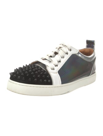 Christian Louboutin Spike Accents Colorblock Pattern Sneakers