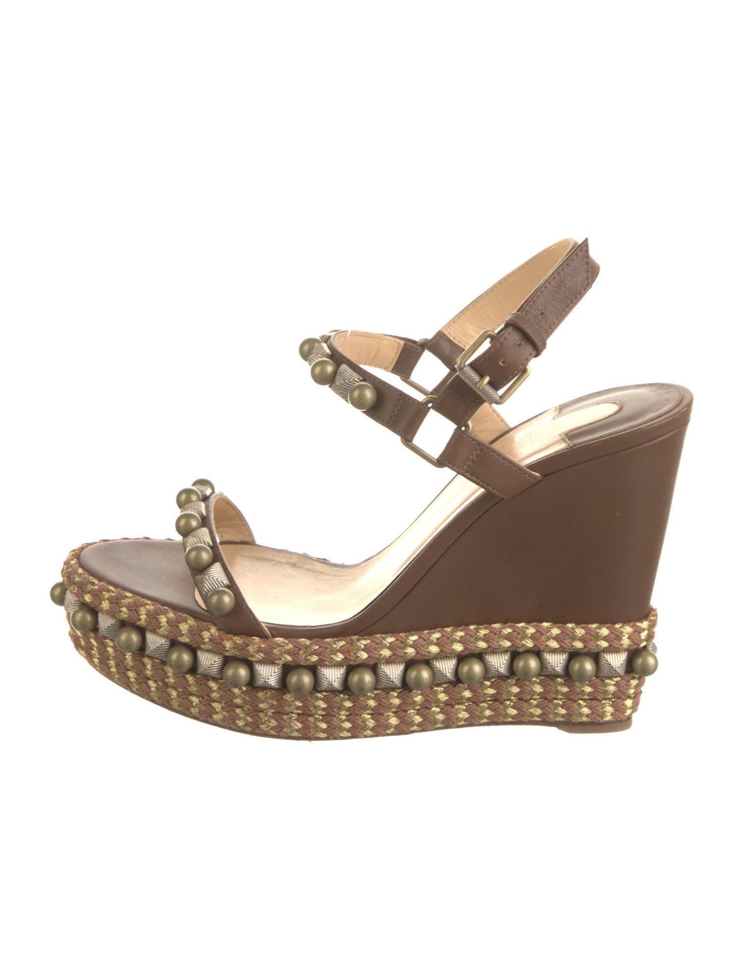 Christian Louboutin Spike Accents Leather Espadrilles