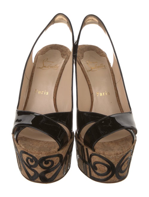 Christian Louboutin Patent Leather Graphic Print Slingback Pumps