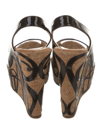 Christian Louboutin Patent Leather Graphic Print Slingback Pumps