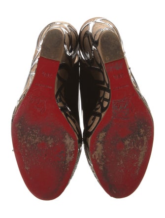 Christian Louboutin Patent Leather Graphic Print Slingback Pumps