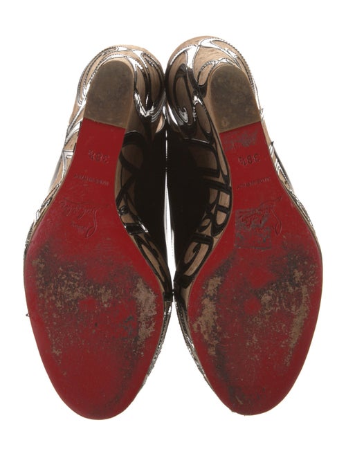 Christian Louboutin Patent Leather Graphic Print Slingback Pumps