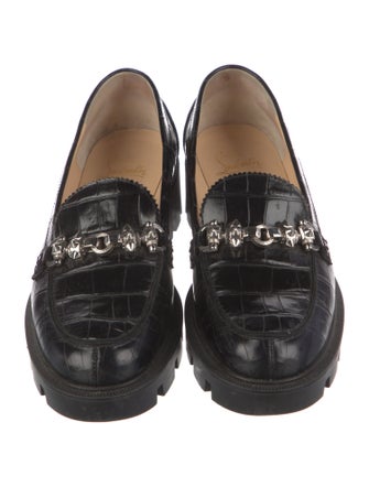 Christian Louboutin Leather Chain-Link Accents Loafers