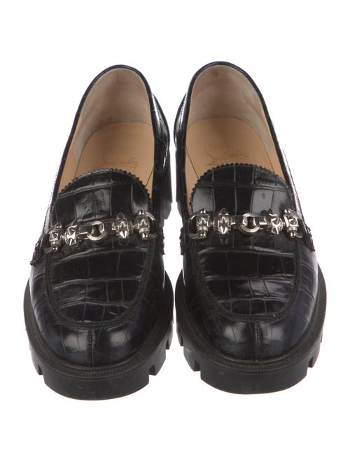 Christian Louboutin Leather Chain-Link Accents Loafers