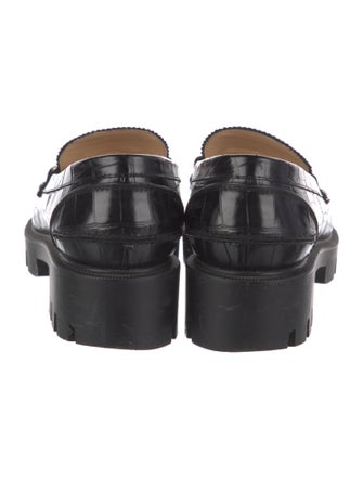 Christian Louboutin Leather Chain-Link Accents Loafers