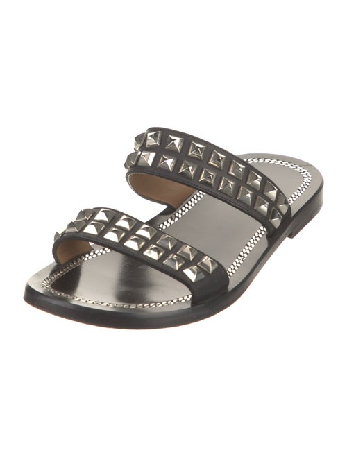 Christian Louboutin Leather Chain-Link Accents Slides