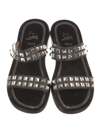 Christian Louboutin Leather Chain-Link Accents Slides