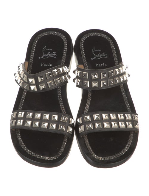 Christian Louboutin Leather Chain-Link Accents Slides