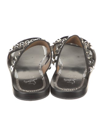 Christian Louboutin Leather Chain-Link Accents Slides