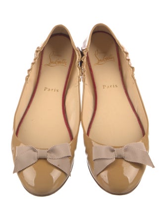 Christian Louboutin Patent Leather Bow Accents Ballet Flats
