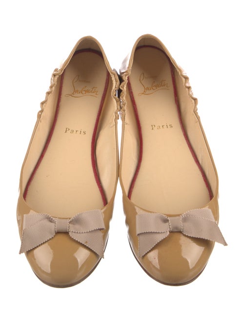Christian Louboutin Patent Leather Bow Accents Ballet Flats