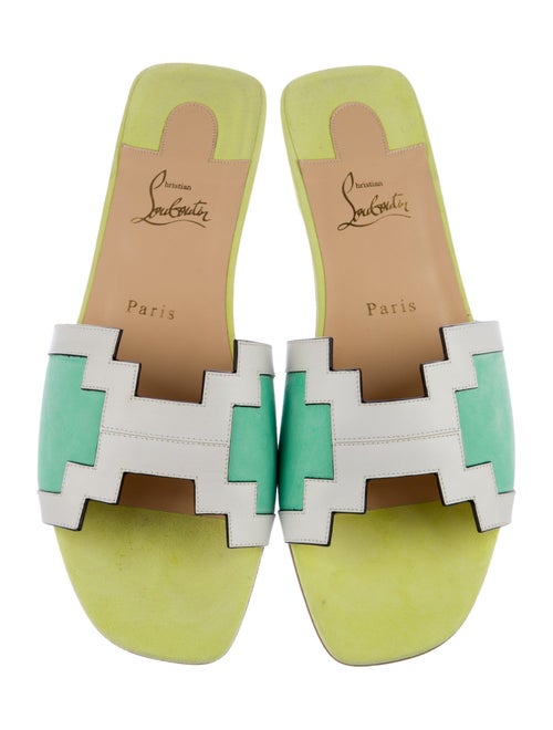 Christian Louboutin Suede Colorblock Pattern Slides