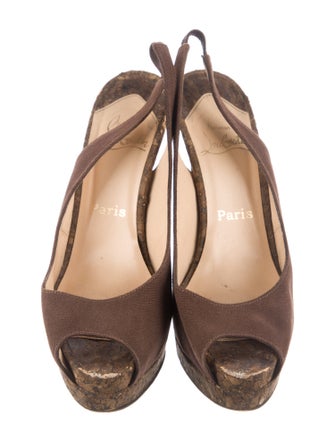Christian Louboutin Canvas Slingback Sandals