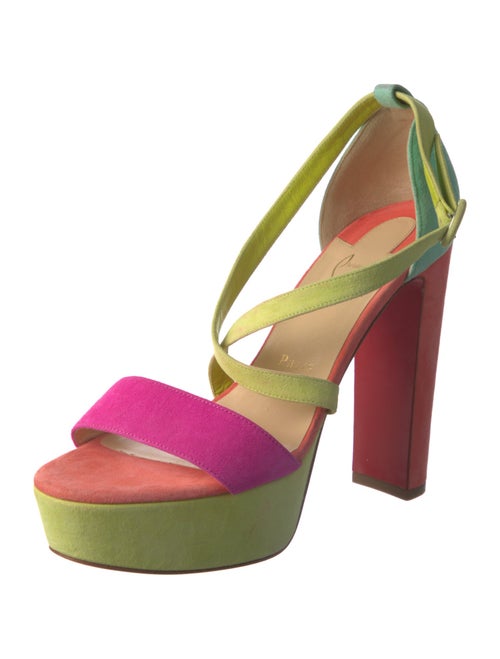 Christian Louboutin Suede Colorblock Pattern Sandals