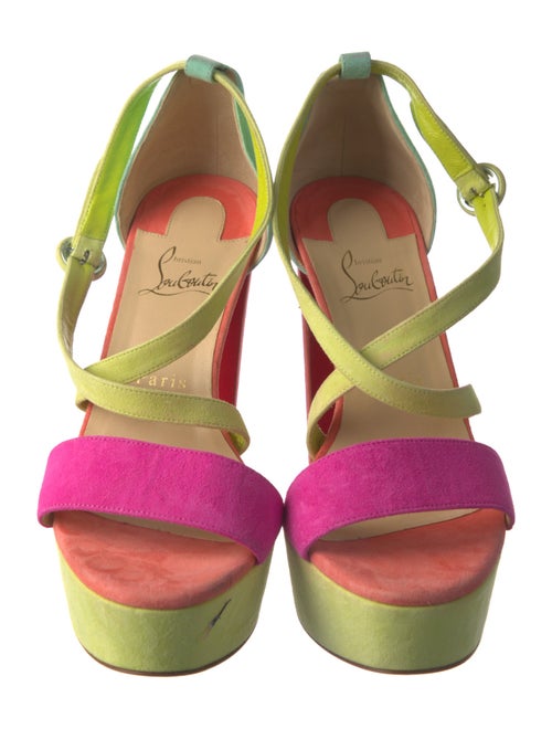 Christian Louboutin Suede Colorblock Pattern Sandals