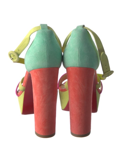 Christian Louboutin Suede Colorblock Pattern Sandals