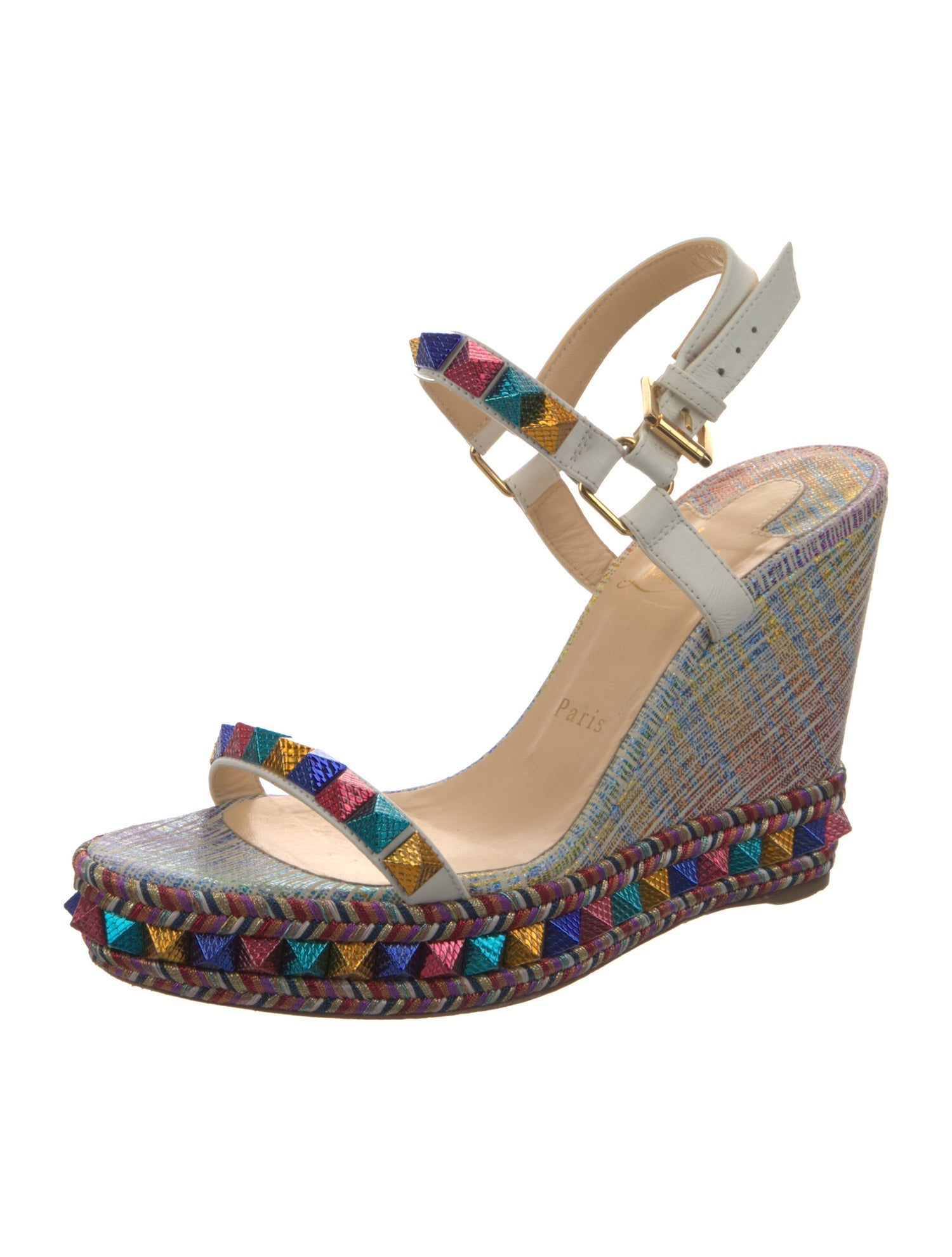 Christian Louboutin Rockstud Accents Leather Espadrilles