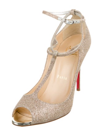Christian Louboutin Glitter T-Strap Pumps