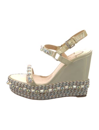Christian Louboutin Patent Leather Studded Accents Espadrilles