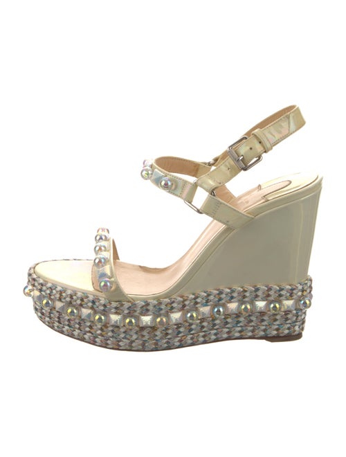 Christian Louboutin Patent Leather Studded Accents Espadrilles