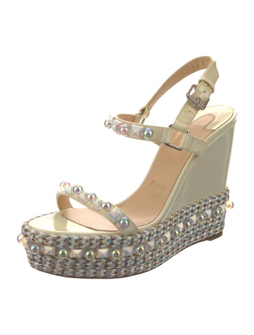 Christian Louboutin Patent Leather Studded Accents Espadrilles